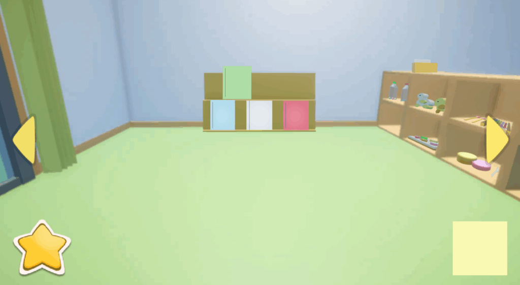 ゲーム「ゆーちゃんの脱出」絵本の時間に”本棚”に行くシーン