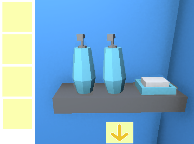 ゲーム「浴室からの脱出」浴室内の棚をクリックして拡大表示した画像