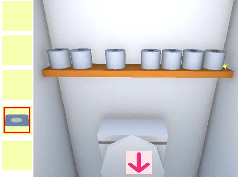 ゲーム「トイレからの脱出」アイテムボックスからアイテムを選択した画像