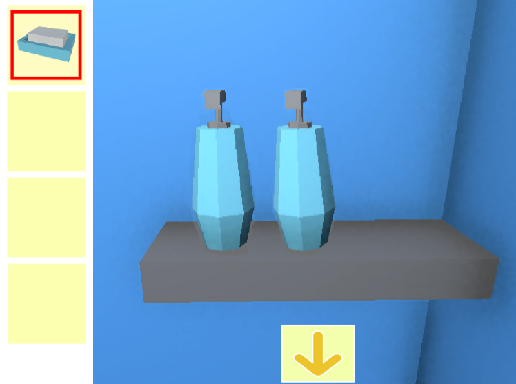 ゲーム「浴室からの脱出」アイテム”石けん”を取得して選択している画像