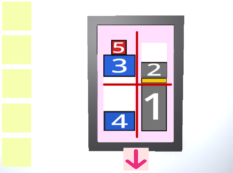 「トイレからの脱出」絵を正しく完成させた後、数字と十字が浮かび上がった画像