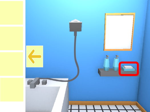 ゲーム「浴室からの脱出」石鹸の場所を示す画像
