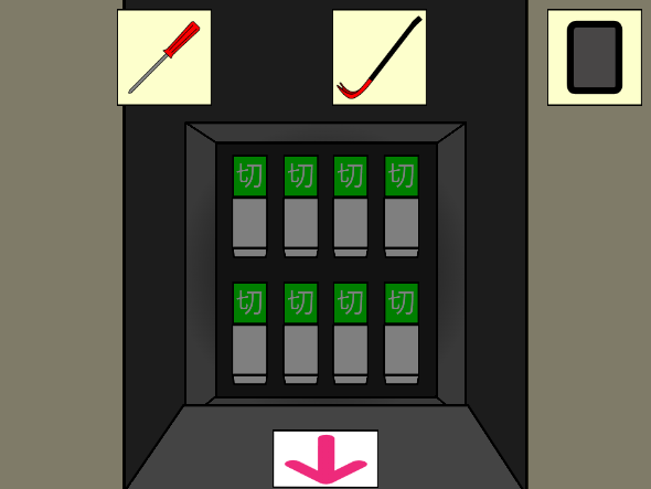 「エレベーターからの脱出」配電盤を開いた画像