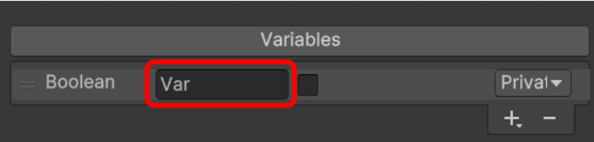 Unity×Fungus｜VariablesにBooleanを追加し、Varの設定箇所を説明した画像
