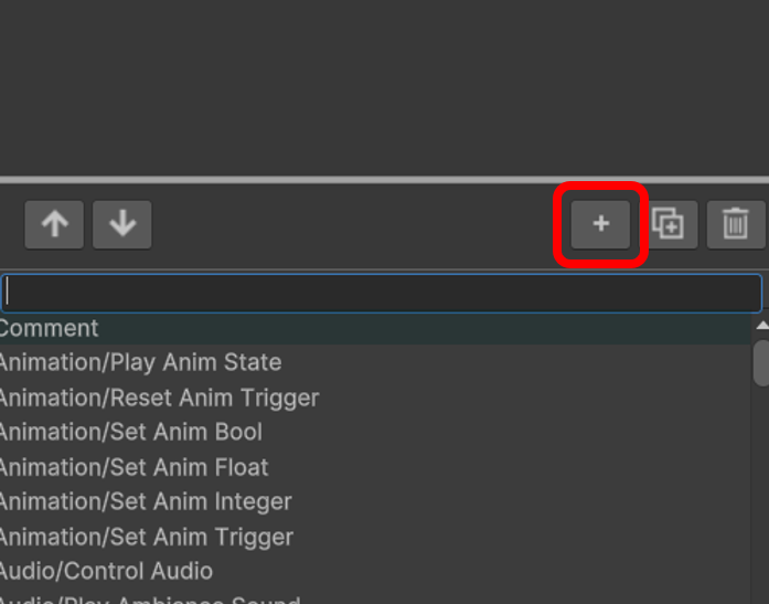 Unity×Fungus｜ブロックのインスペクターからコマンドを追加する場所を説明する画像