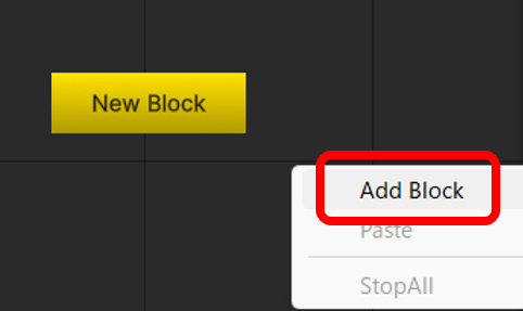 Unity×Fungus｜FlowchartWindowから新しいブロックを追加する方法を説明する画面