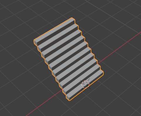 Blenderで作成した階段の中心点がずれていることが分かる画像