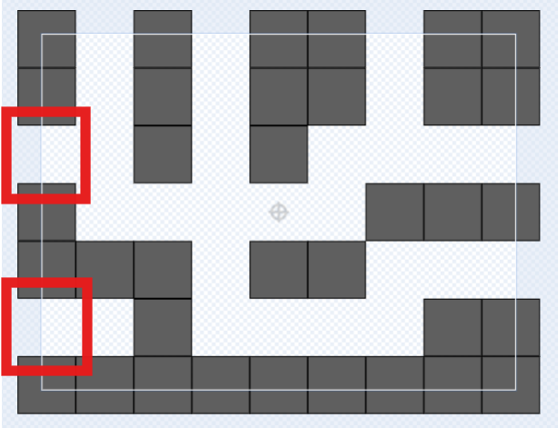 Scratchでダンジョン風迷路ゲームを作る②壁のコスチュームで左へ抜ける通路を設けた画像