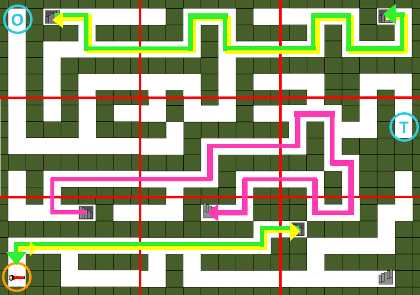 【Escape the Maze3】3階全体マップ（最短ルートとスタンプ・懐中電灯の場所が分かる）画像