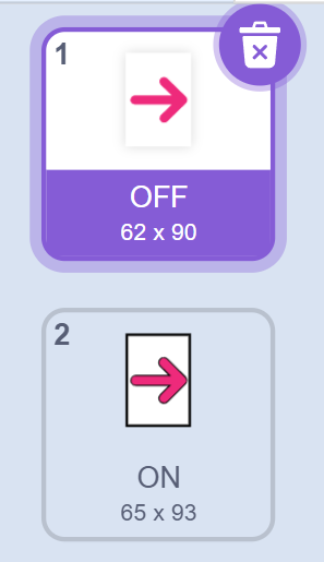 Scratchでダンジョン風迷路ゲームを作る①移動矢印のコスチューム作成画像