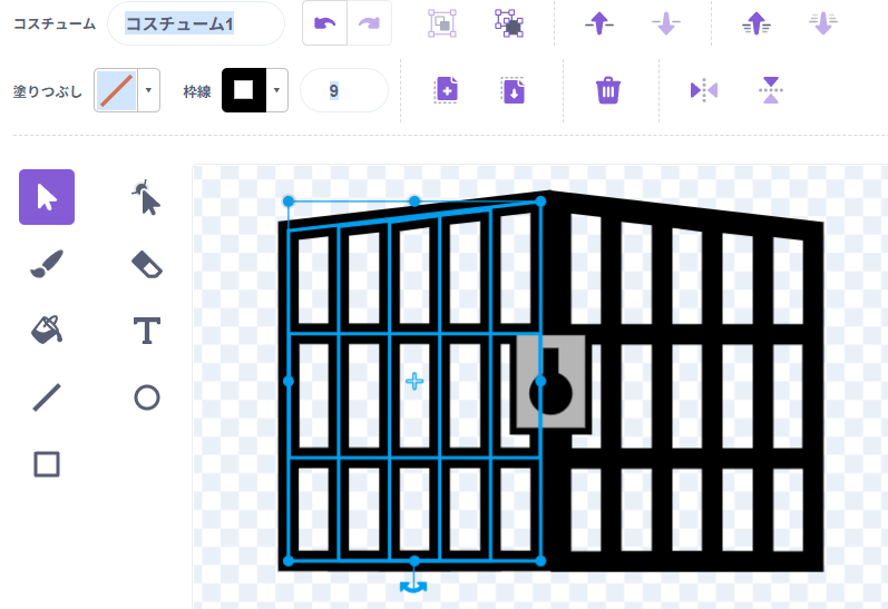 Scratchで迷路を作る　ゲートのコスチュームを作成した画像