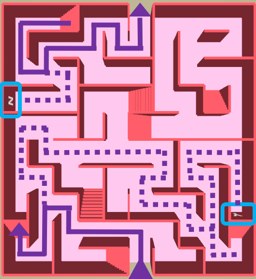 「Escape the Building MAZE」1階フロア全体画像と最短ルート、CODEアルファベットの場所を示す画像