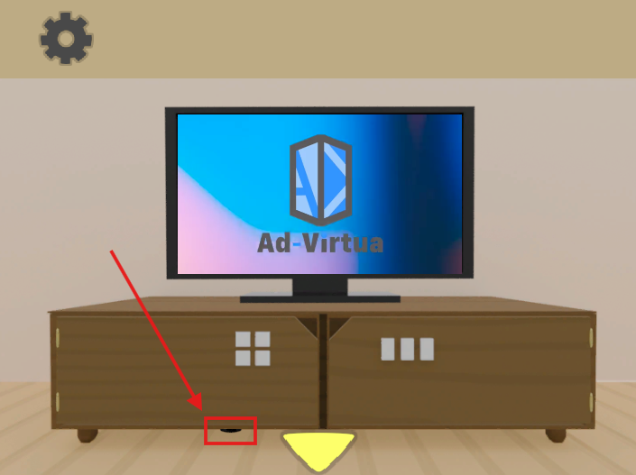 Room of Memories ～遺された部屋～攻略ガイド①　キャビネット下の黒い物体を示す画像