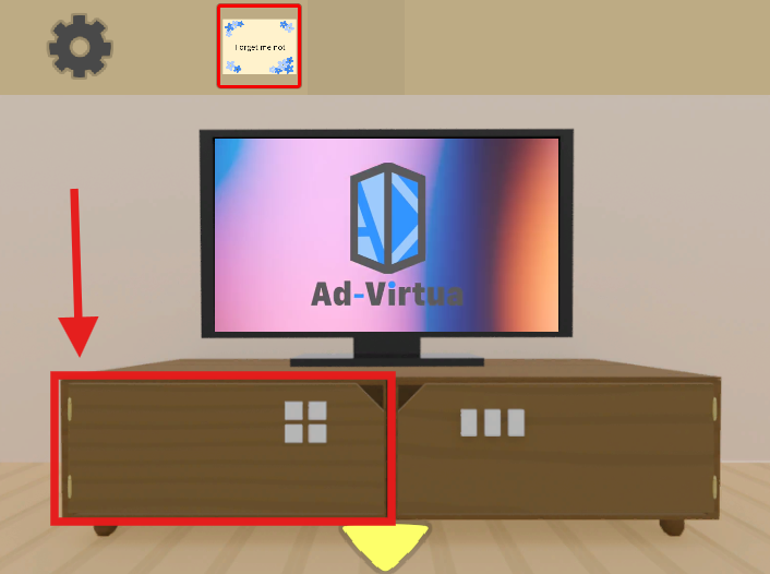 Room of Memories ～遺された部屋～攻略ガイド①　キャビネット左側パネルの場所を示す画像