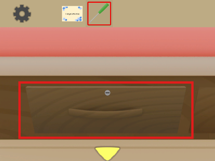 Room of Memories ～遺された部屋～攻略ガイド①　ベッド下引出し左にドライバーを使用する画像