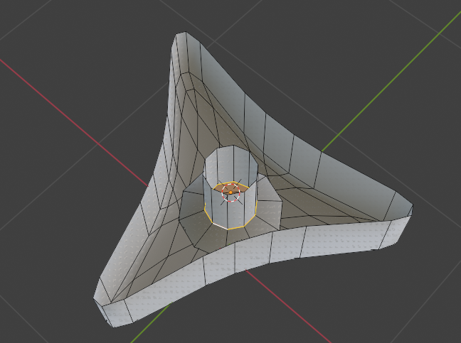 【Blender4.2】Unity2D脱出ゲーム用「蛇口の三角ハンドル」の作り方｜裏面の水道接続部を整えた画像