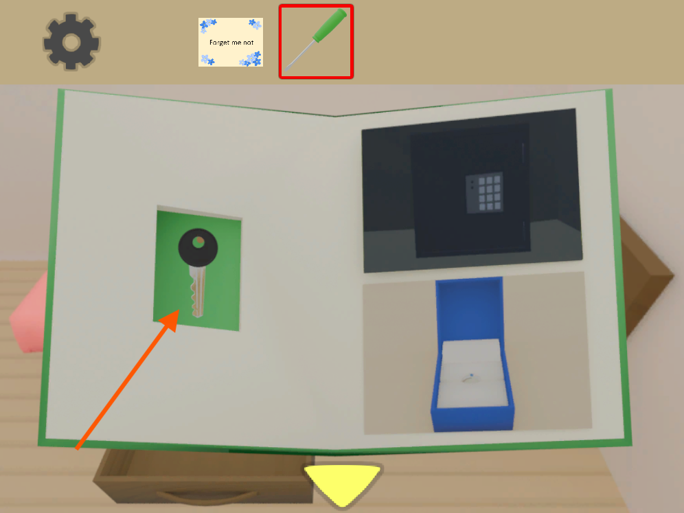 Room of Memories ～遺された部屋～攻略ガイド①　アルバムを開き、中から「黒いカギ」を取得する画像