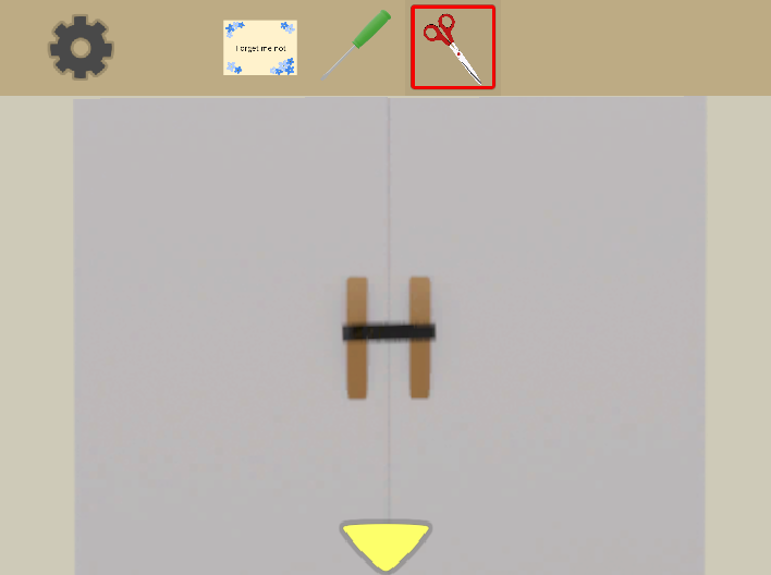 Room of Memories ～遺された部屋～攻略ガイド①　クローゼットの扉を固定している紐に「はさみ」を使用する画像