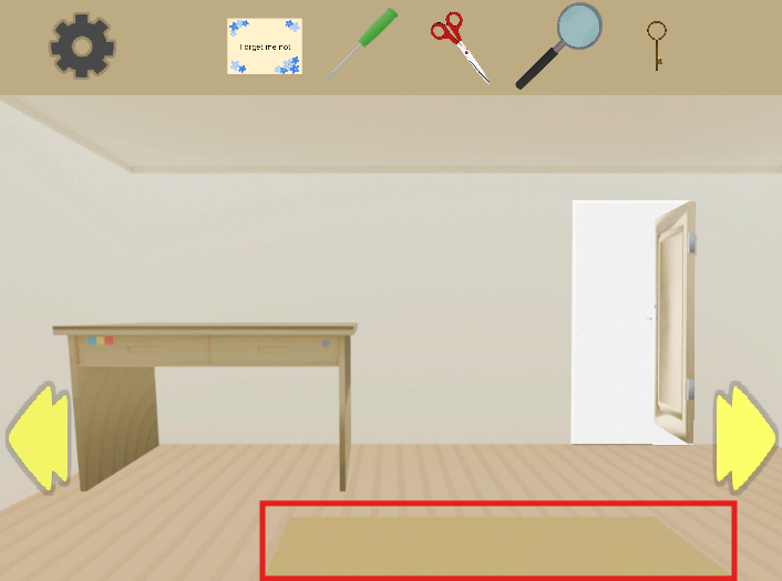 Room of Memories～遺された部屋～　攻略ガイド③　カーペットの場所を示す画像