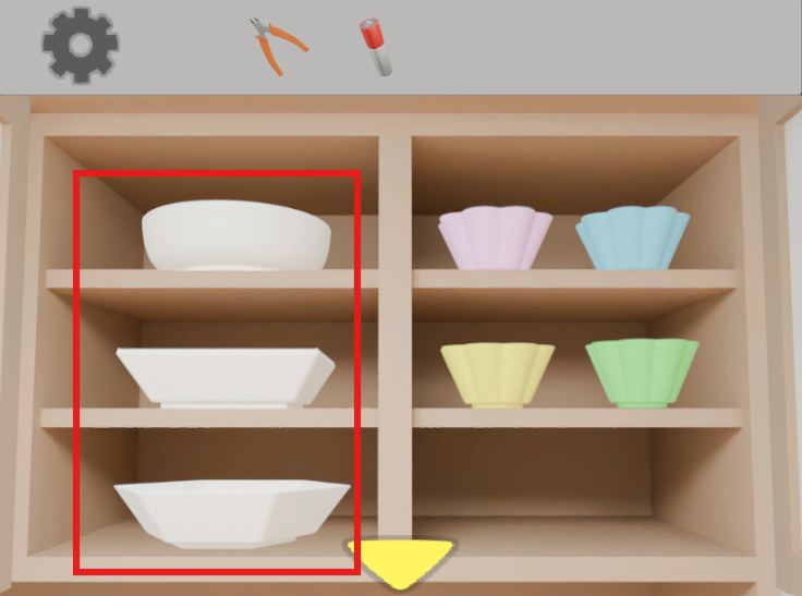 【1LDK】完全攻略ガイド①
食器棚右上扉内画像（皿の形）