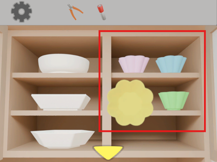 【1LDK】完全攻略ガイド①
食器棚右上花柄食器画像