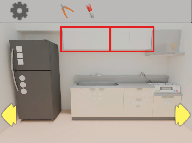 【1LDK】完全攻略ガイド①
キッチン上部吊り戸棚の場所を示す画像